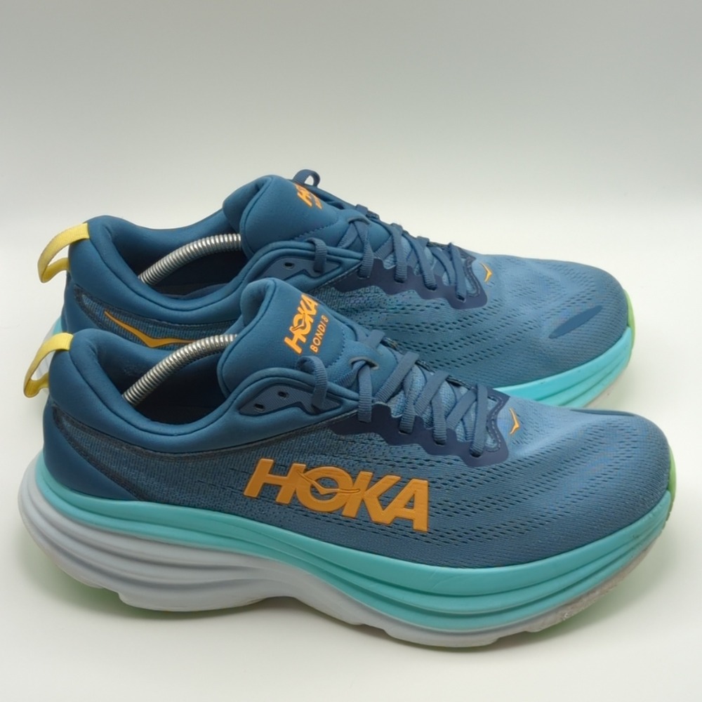 Hoka One One Bondi 8 Running Shoes Mens Size 12 Blue Wide Road Sneakers Lace Up